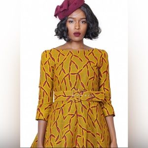 Chen Burkett printed 3/4 Sleeve dress, size 2XL.